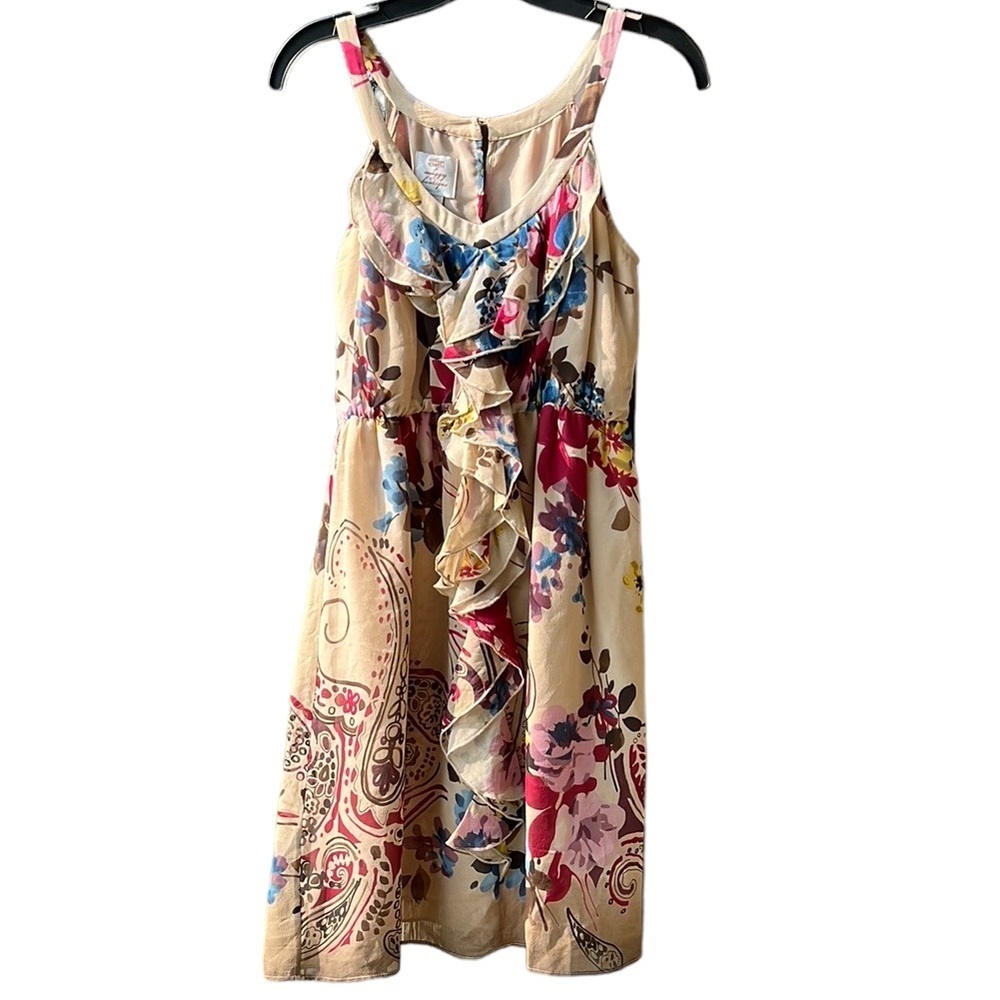 Suzi Chin For Maggy Boutique Women’s Floral Silk Sleeveless Dress. Size 4p